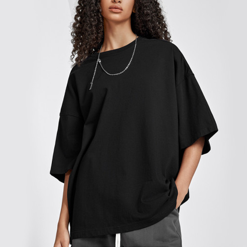 Factory Customized Unisex Blank Black T-shirt | Quick Dry Crew Neck Oversized Short Sleeve T-Shirt