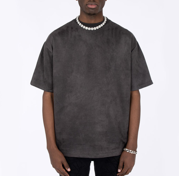 Streetwear Suede Tshirt Oversize Fit Blank 260GSM Heavyweight For Men