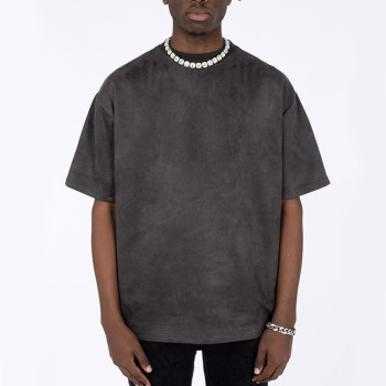 Streetwear Suede Tshirt Oversize Fit Blank 260GSM Heavyweight For Men