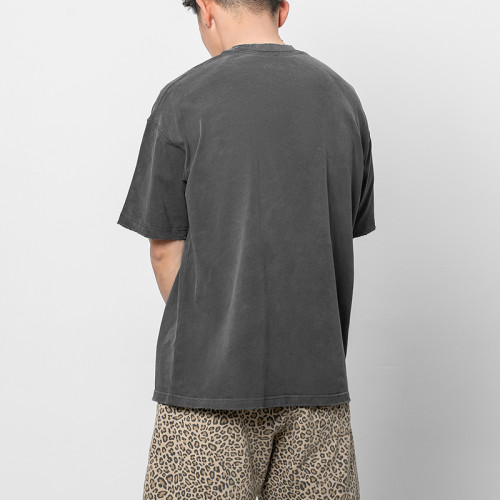 Individuelle übergroße Streetwear-T-Shirts | Schweres Baumwoll-T-Shirt mit Acid-Waschung | Einfarbige Unisex-T-Shirts