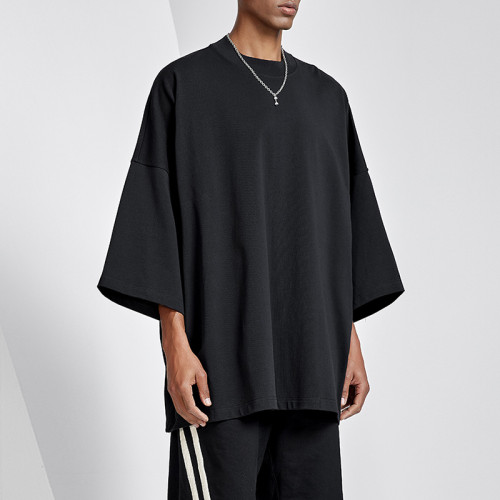 Customized Unisex Blank Solid Black T Shirt | Quick Dry Round Neck Oversized Short Sleeve T-Shirt