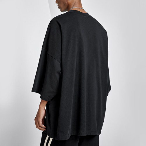 Customized Unisex Blank Solid Black T Shirt | Quick Dry Round Neck Oversized Short Sleeve T-Shirt