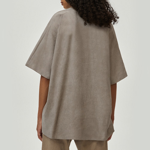 Custom Manufacture Suede T-shirt | Drape Solid Color T-shirt