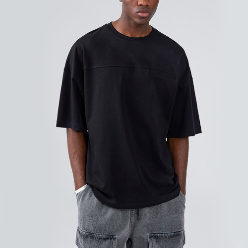 Herstellung loser dunkler T-Shirts | Modische T-Shirts, Rundhalsausschnitt, 210 g/m², einfarbige T-Shirts