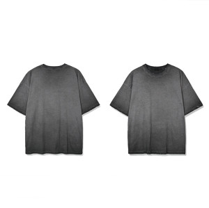 Производство винтажной футболки с кислотной стиркой, 285GSM, большого размера, подходящая для мужчин