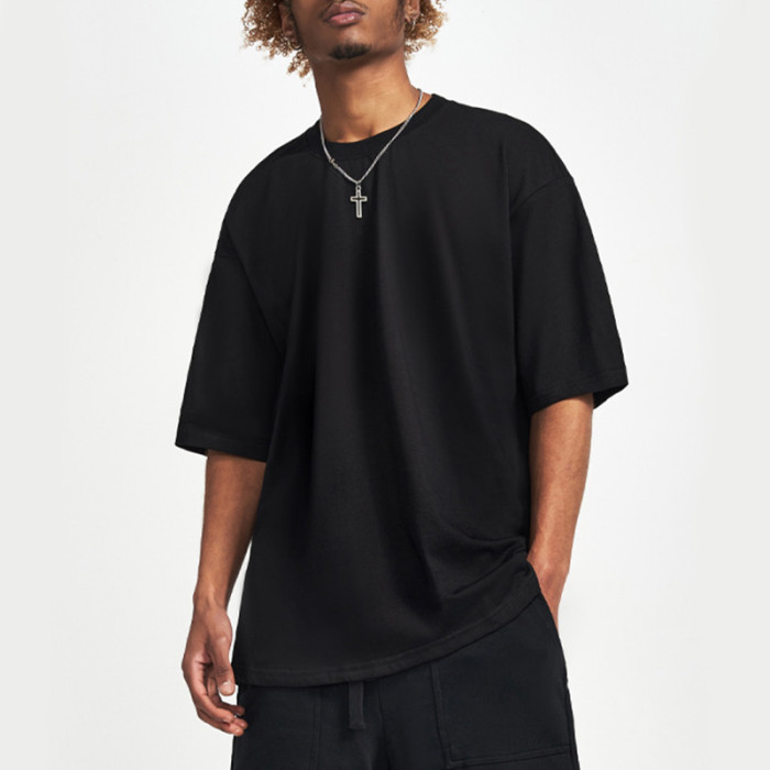 Schnelles Design von schweren T-Shirts | Herren 240GSM Dark Streetwear Trendy T-Shirts | Drop Shohlder Blank T-Shirts