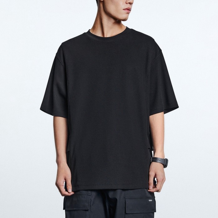 Herstellung von Waffel-Schwergewichts-T-Shirts für Herren, 260 g/m², Übergröße, Streetwear, leere T-Shirts