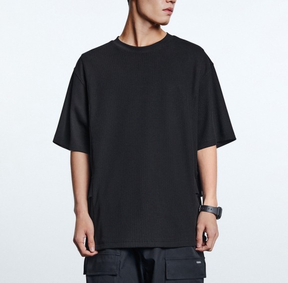 Herstellung von Waffel-Schwergewichts-T-Shirts für Herren, 260 g/m², Übergröße, Streetwear, leere T-Shirts