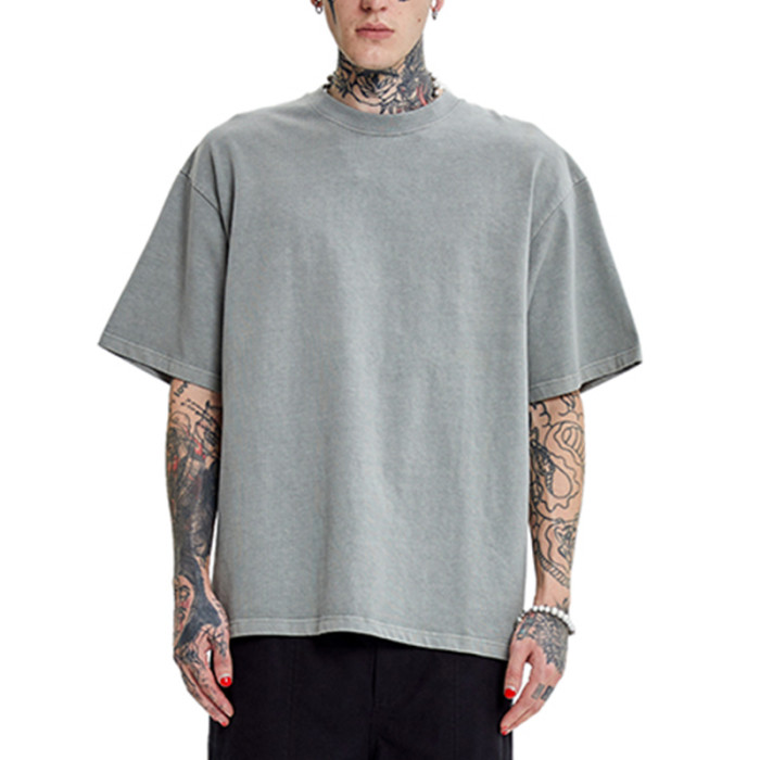 Herstellung gewaschener T-Shirts | Vintage Batik bedruckte individuelle T-Shirts | 320 g/m² schwere, lockere T-Shirts mit tiefer Schulterpartie