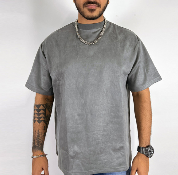 Custom Hip Hop T-shirts | Heavy Weight Suede Tshirt Men | Solid Color Dark Gray T Shirt