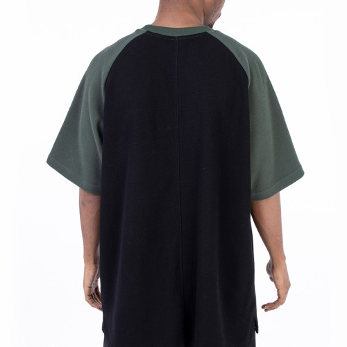 Maßgeschneiderte Waffel-T-Shirts für Männer | Schwere 280 g/m² Raglan-Farbblock-T-Shirts mit tief angesetzter Schulter. Streetwear