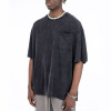 Factory Washed Men Tshirs | Heavyweight Dark Mens Streetwear Fashion | Blank Oversize Distressed Pocket Tshirts