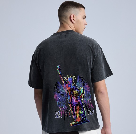 Original Customized Devil Theme Printed T Shirt, 230GSM Heavyweight Cotton Streetwear T Shirt Men