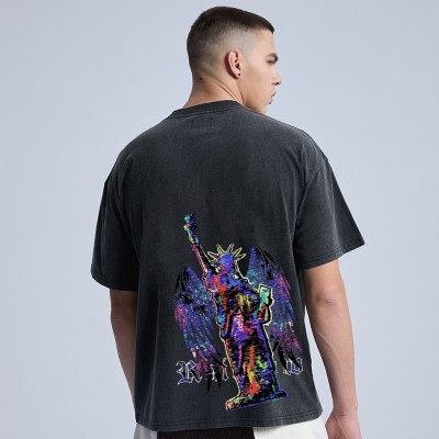 Original Customized Devil Theme Printed T Shirt, 230GSM Heavyweight Cotton Streetwear T Shirt Men