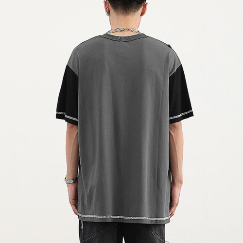 Schnelles Design von Color Clash T-Shirts | Leichte Herren-T-Shirts mit 190 g/m², modische T-Shirts mit umgekehrten Nähten