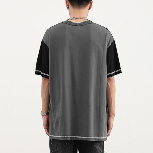 Quick Design Color Block T-Shirt, 190GSM Lightweight Reverse Needle Streetwear T Shirt Men's