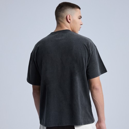 Промытая мужская футболка винтажный оригинальный дизайн с прямым впрыском и графическим рисунком негабаритных модных футболок