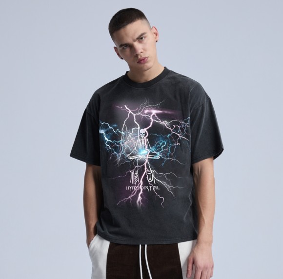 Hersteller Herren-T-Shirt Vintage Acid Wash 100 % Baumwolle DTG-Druck Übergroße Passform