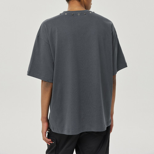 Manufacture Customized Embellished Studded T-Shirt, Oversized Cotton Dark Streetwear T Shirt Men