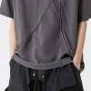 Private Label Custom Pattern T-shirts | Men's Black Oversized Tshirt | Decorative Zipper Cotton T-shirt