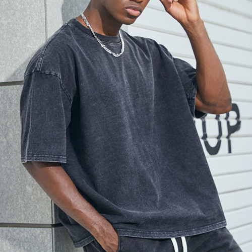 Custom Streetwear Acid Wash Cotton T-Shirt | Oversized Fashion Pattern Short Sleeve T Shirts