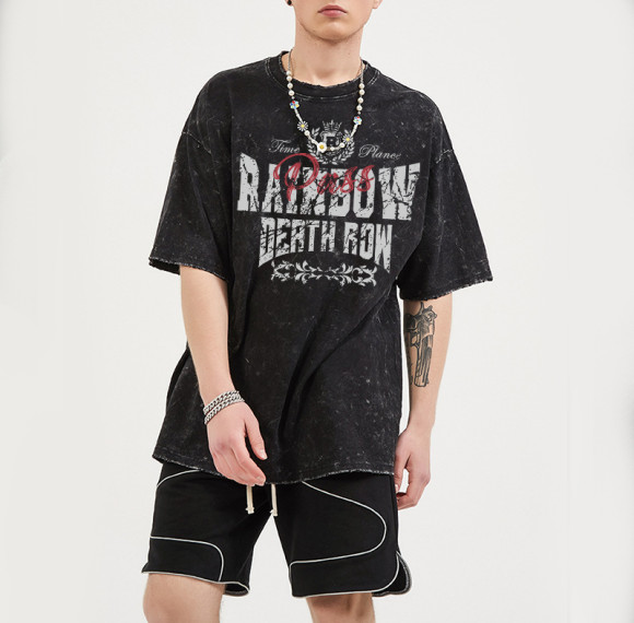 Manufacturing Custom T-shirts White Ink Direct Injection Graphic Rhinestone Cotton Dark T-shirts