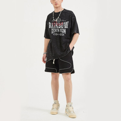 Manufacturing Custom T-shirts White Ink Direct Injection Graphic Rhinestone Cotton Dark T-shirts