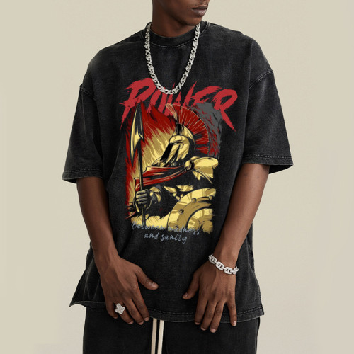 Custom Mysterious Fashion T Shirts | Dark Letters Direct Injection Print Tshirt | Graphic Cotton Dark Streetwear T-shirts
