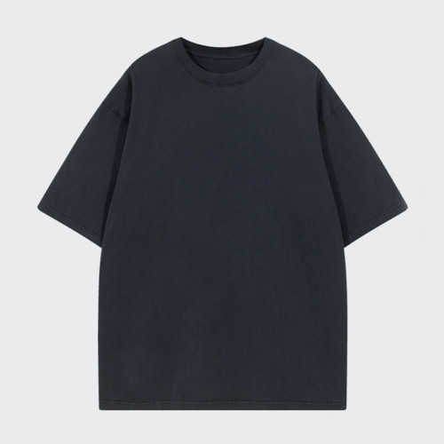 Factory Customized Acid Wash Cotton Short Sleeve T-Shirt | Dark Heavyweight Men's Vintage T Shirt