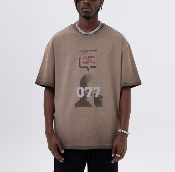 Manufacturing Vintage T-shirts | Direct Injection Printing Washed Casual Cotton Tshirts