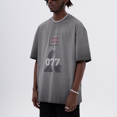 Manufacturing Vintage T-shirts | Direct Injection Printing Washed Casual Cotton Tshirts