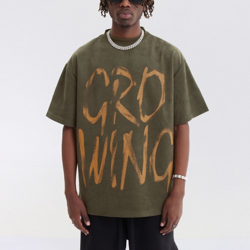 Custom Oversized T Shirt | Heavy Weight Screen Print Suede Streetwear Dark T-shirts For Men