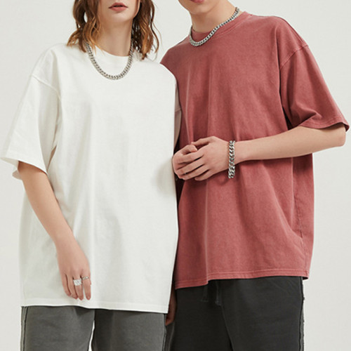Acid Wash Drop Shoulder Blank Short Sleeve T Shirts - Custom Manufacture Streetwear Clothing