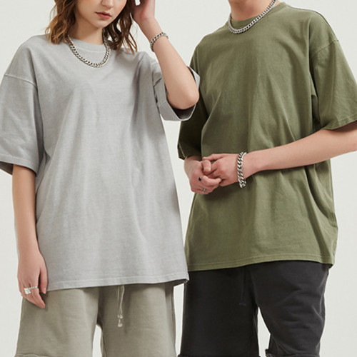 Acid Wash Drop Shoulder Blank Short Sleeve T Shirts - Custom Manufacture Streetwear Clothing