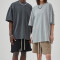 Quick Design Heavyweight Acid Wash Short Sleeve T Shirts - Drop Shoulder Blank Dark Streetwear