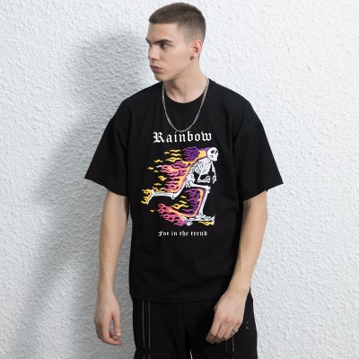 Hersteller Druck Puff T-Shirts, Übergroße Passform 100% Baumwolle Elastische 230GSM Streetwear T-Shirt Männer