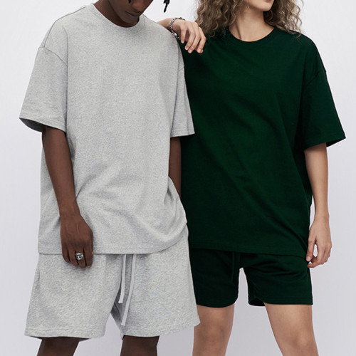Custom Unisex Vintage Streetwear T Shirts | 260GSM Heavyweight Drop Shoulder Solid Color Tshirts Set