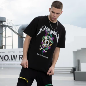 Individuell bedrucktes T-Shirt aus 100 % Baumwolle, modische Farben, übergroße Passform für Männer