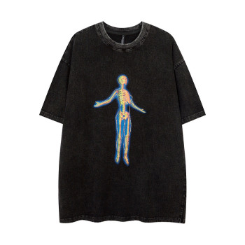 Manufacturing Custom T-shirts White Ink Direct Injection Graphic Rhinestone Cotton Dark T-shirts