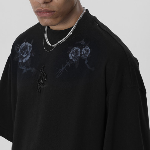 Fashion Printing Tshirts 100% Cotton DTG Printing And Beading Techniques Oversized Fit For Men