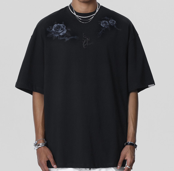 Fashion Printing Tshirts 100% Cotton DTG Printing And Beading Techniques Oversized Fit For Men