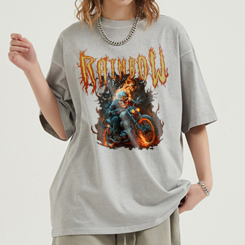 Custom Printing Tshirts Direct Injection Printing Acid Wash Techniques Oversized Fit Unisex Summer