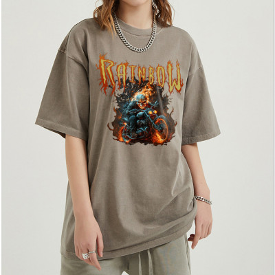 Custom Printing Tshirts Direct Injection Printing Acid Wash Techniques Oversized Fit Unisex Summer