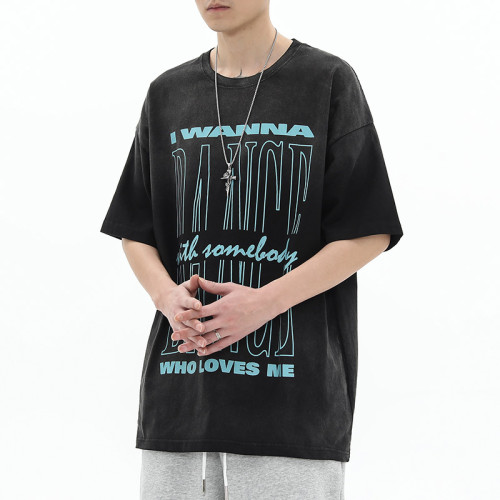 Customized Men's T shirt Pleated texture Oversize Velvet T shirt