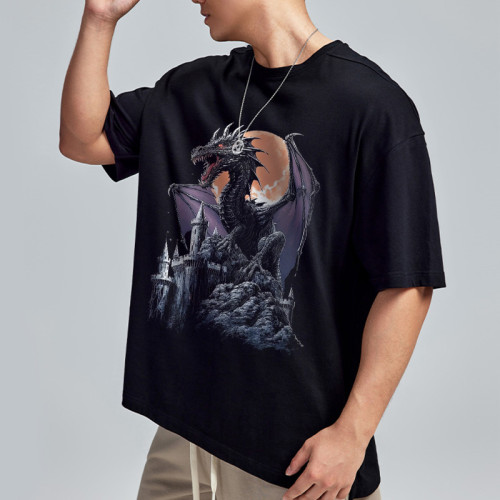 Custom Logo Tshirts Animal Element Cotton Polyester Blend Heat Transfer Oversized Fit For Men