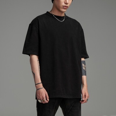 Customized Solid Color T-Shirt, 100% Cotton 230GSM Heavyweight Oversized Streetwear T Shirt Men