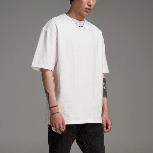 Customized Solid Color T-Shirt, 100% Cotton 230GSM Heavyweight Oversized Streetwear T Shirt Men