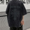 Customized Streetwear Crossed T Shirt | Acid Washed Screen Printed Oversized Cotton T Shirts Men