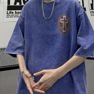 Washed High Quality Tshirts Custom Streetwear Screen Printing Tshirts 100% Cotton Oversized Fit For Men