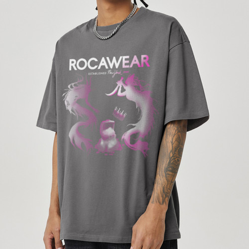 Customizable Monster Print Short Sleeve T-Shirt - 190GSM Heavyweight Cotton Oversized Streetwear